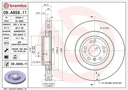 Диск тормозной передний вентилируемый Mercedes M-class, Gle, Gl, Gls 11-19г Brembo ( 09.A958.11 )