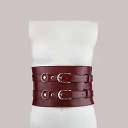 Шкіряний пояс для бондажу Liebe Seele Wine Red Waist Cuff, M Size - мініатюра 7