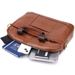 Чоловічий діловий портфель з натуральної шкіри Vintage 23038 коричневий - мініатюра 9