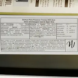 Ігристе вино Domus-pictA Prosecco Treviso DOC Brut, біле, 0,75 л - мініатюра 3