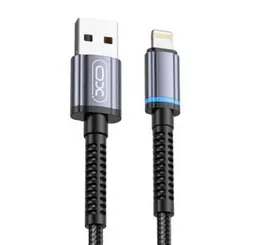 Кабель XO NB215 2.4A Intelligent conversion light braided data cable lightning cable Black