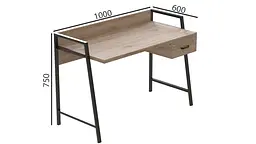 Письмовий стіл Ferrum-decor Комфорт 750x1000x600 Чорний метал ДСП Дуб Сан-Марино 32 мм (FRD-103423) - мініатюра 3