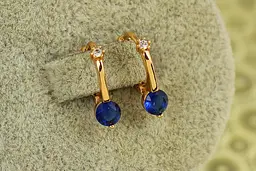 Сережки дитячі Xuping Jewelry Чарівність із синім каменем 1,5 см золотисті