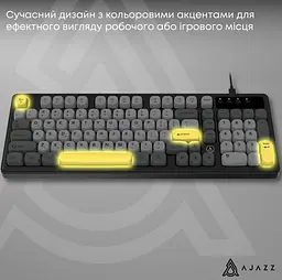 Провідна ігрова клавіатура Ajazz AF-BGY-98 USB Black-Gray-Yellow - мініатюра 12