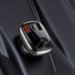 Автомобільний зарядний пристрій Baseus FM Launcher S-13 2USB + Type-C black (CCMT000101) - мініатюра 7