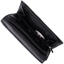 Шкіряний жіночий гаманець у три складання ST Leather 22488 чорний - мініатюра 7