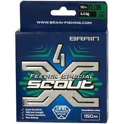 Шнур Brain Scout 4X 150 м (deep green) 0.080 мм 4.4 кг - мініатюра 2