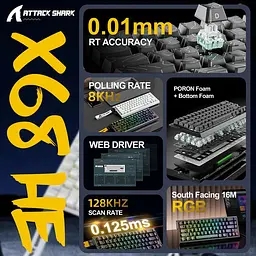 Ігрова магнітна клавіатура Attack Shark X68 / Дротове підключення / Magnetic Switch / Black - мініатюра 2