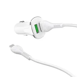 Автомобільний зарядний пристрій Hoco Z31 QC3.0 White 2 USB+ USB Cable Type-C - мініатюра 4
