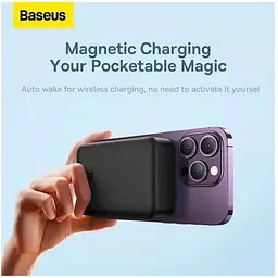 Зовнішній аккумулятор Baseus Magnetic Mini Wireless Power Bank 20000mAh PPCX150001 чорний - мініатюра 7