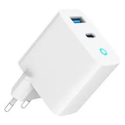 Зарядний пристрій Gembird 1xUSB-C PD30W + 1xUSB QC3.0 LED white (TA-UC-PDQC30L-W-01) - мініатюра 2