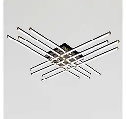 Велика чорно-золота стельова LED-люстра Artlight W182/8-1000 BK+GD із вісьмома перехресними лініями - мініатюра 3
