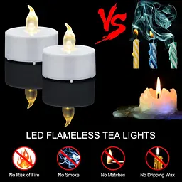 Безпламні світлодіодні чайні свічки Biyanuo Tea Light, 12 шт. Мерехтливі червоні 200+ годин Tealight Candle - мініатюра 4