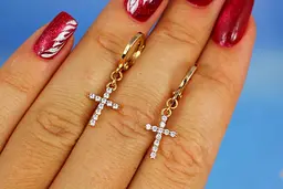 Сережки підвіски Xuping Jewelry хрестики 3 см золотисті - мініатюра 2