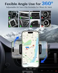 Автомобільний тримач телефону KPON з бездротовою зарядкою 15 Вт та автоматичним затискачем універсальний чорний (SKU-094) - мініатюра 6