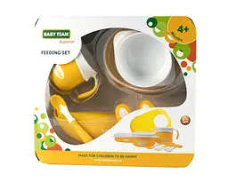 Набір дитячого посуду Baby Team, з нагрудником, жовтий (6090) - мініатюра 3