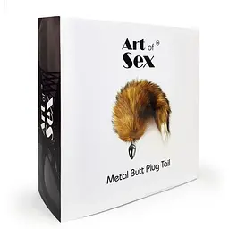 Металева анальна пробка з хвостом із натурального хутра Art of Sex size M Red fox - мініатюра 6