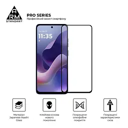 Захисне скло на Motorola G56 5G з олеофобним покриттям, Pro, повне проклеювання, антистатичний і пиловідштовхуючий шар, 9H, самоклеючеся, 2.5D, на весь екран, антистатичний клей, ArmorStandart (ARM86586) - мініатюра 2