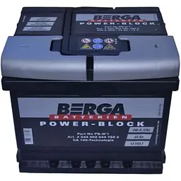 Автомобільний акумулятор Berga Power Block 44Ah Н Ев -/+ 440EN