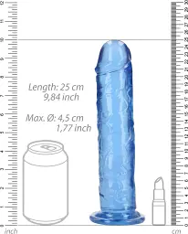 Фалоімітатор RealRock Crystal Clear 9'' 25 см (блакитний) - мініатюра 5