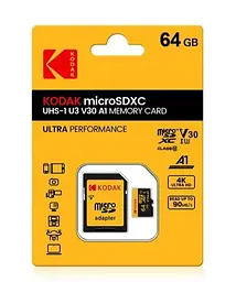 Карта пам'яті Коdak 64 Gb microSD U3 A1 class 10 з адаптером SD