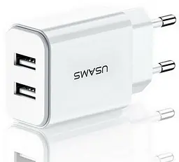 Мережевий зарядний пристрій Usams US-CC090 T24 2.1A Dual USB Travel Charger білий (6958444982588) - мініатюра 2