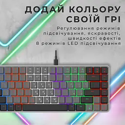 Клавіатура GamePro Red Swich Low Profile USB Dark Gray дротова (MK140R) - мініатюра 6