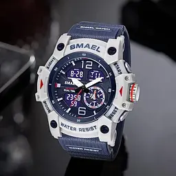 Чоловічий спортивний годинник SMAEL 8007 Цифровий годинник для чоловіків Наручний годинник з кварцовим подвійним механізмом - мініатюра 5