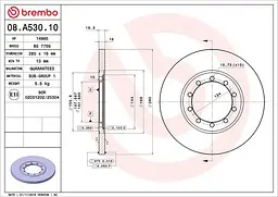 Диск тормозной задний невентилированный Ford Transit 06-14г Brembo ( 08.A530.10 )