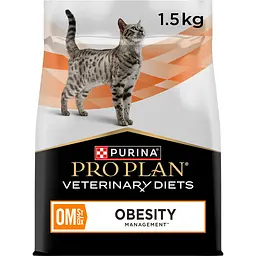 Сухий дієтичний корм Purina Pro Plan для дорослих котів для зниження надмірної маси тіла VETERINARY DIETS OM Obesity Management St/Ox з куркою 1,5 кг