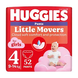 Підгузки Huggies Little Movers/Pants 4 (9-14 кг) для дівчаток 52 шт (5029053547541)