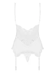 Корсет з підв'язками Obsessive 810-COR-2 L/XL білий - мініатюра 3