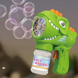 Пістолет з мильними бульбашками H007 Dinosaur + bottle 50ml Green - мініатюра 2
