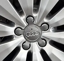 Ковпачки на литі диски Audi 135 х 57 мм П'ятикутний об'ємний логотип Сірі (4F0 601 165N 7ZJ) 1 шт - мініатюра 2