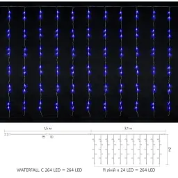 Гірлянда Delux Waterfall С 264LED 3х2 м синій/прозорий IP20 (90018005) - мініатюра 2