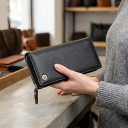 Вертикальний гаманець шкіряний жіночий ST Leather 19274 чорний - мініатюра 2