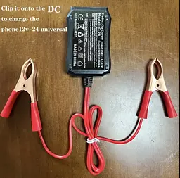 Адаптер живлення 12V/24V на 5V з 3 USB-портами та затискачами для акумулятора для аварійної зарядки телефонів. - мініатюра 9