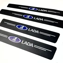 Захисна плівка накладка на пороги для Lada Чорний Карбон 4 шт - мініатюра 2
