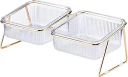 Миска для котів GOLD Square подвійна на підставці, 2 х 1000 мл