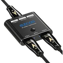 HDMI-перемикач 8K60 Гц 2 входи 1 вихід, 4K120 Гц 2X1 з кнопковим перемикачем, підтримує 48 Гбіт/с, CEC, ARC