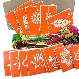 Набір кольорової хни з трафаретами для біо-тату №4 color-henna-set-04 - мініатюра 3