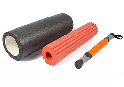 Масажний ролик TIO 3 в 1 Чорно-жовтогарячий EasyFit fit0024943