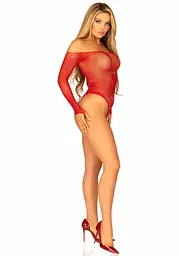 Сітчасте боді зі стразами Leg Avenue Crystalized fishnet bodysuit Red One Size - мініатюра 4