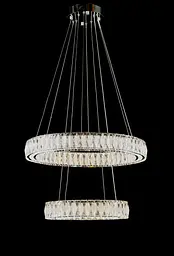 Підвісна світлодіодна люстра Splendid Ray L8015/400+600/2 LED (CH+clear) для вітальні, спальні та зали, 2 кільця, хром, 40-60 см - мініатюра 3