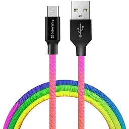 Кабель ColorWay USB - MicroUSB Multicolor 2.4а 1м - мініатюра 2