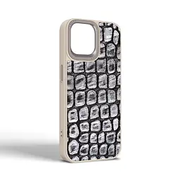 Кожаный чехол для Apple iPhone 14, Harder Kaiju Skin, серый, термополиуретан ТПУ + экокожа с эффектом текстуры монстра, панель, защита корпуса, противоударный, микрофибра, рамка вокруг камеры, защита всего корпуса, (ARM76856) - мініатюра 2
