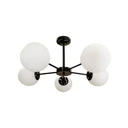 Люстра стельова Levistella 752F151-5 BK+WH, E27, чорний+білий, сучасний стиль, 5 плафонів
