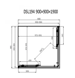 Душова кабіна Dusel DSL194B Black Matt 900x900x1900, Чорний матовий, Універсальна, прозрачний, Чорний матовий, 90x90 - мініатюра 4