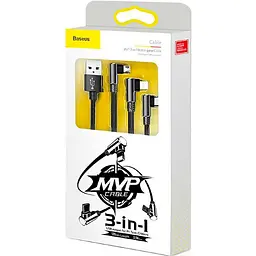 Кабель Baseus MVP Mobile Game Cable USB to Type-C/Lightning/MicroUSB 3.5A 1.2m CAMLT-WZ01 Black - мініатюра 2
