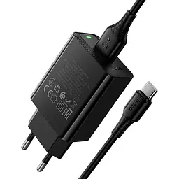 Мережевний зарядний пристрій Hoco CS92A Leader 18W+QC3.0 1USB-A + кабель USB to Type-C Black - мініатюра 4